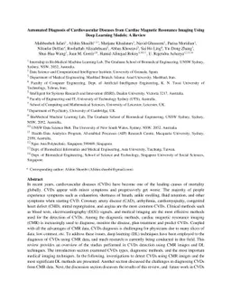 Automated Diagnosis of Cardiovascular Diseases from Cardiac Magnetic
  Resonance Imaging Using Deep Learning Models: A Review