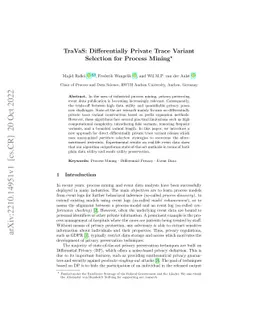 TraVaS: Differentially Private Trace Variant Selection for Process
  Mining