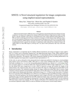 SINCO: A Novel structural regularizer for image compression using
  implicit neural representations