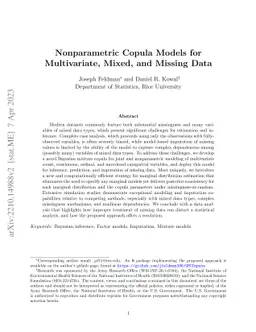Nonparametric Copula Models for Multivariate, Mixed, and Missing Data