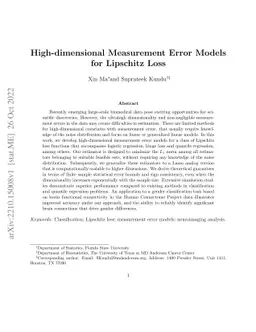 High-dimensional Measurement Error Models for Lipschitz Loss