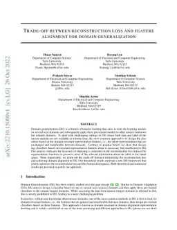 Trade-off between reconstruction loss and feature alignment for domain
  generalization