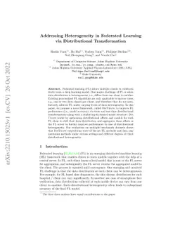 Addressing Heterogeneity in Federated Learning via Distributional
  Transformation