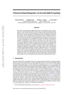 Characterizing Datapoints via Second-Split Forgetting