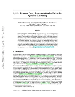 DyREx: Dynamic Query Representation for Extractive Question Answering