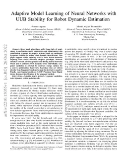 Adaptive Model Learning of Neural Networks with UUB Stability for Robot
  Dynamic Estimation