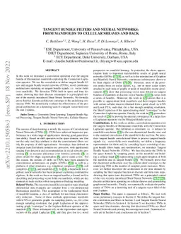Tangent Bundle Filters and Neural Networks: from Manifolds to Cellular
  Sheaves and Back