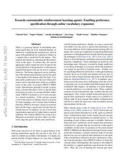Towards customizable reinforcement learning agents: Enabling preference
  specification through online vocabulary expansion