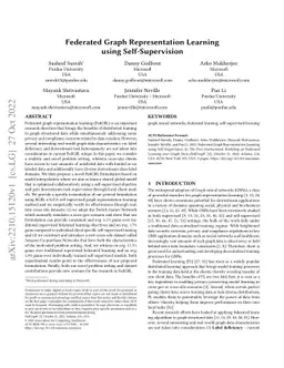 Federated Graph Representation Learning using Self-Supervision