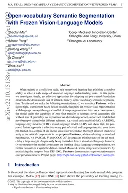 Open-vocabulary Semantic Segmentation with Frozen Vision-Language Models