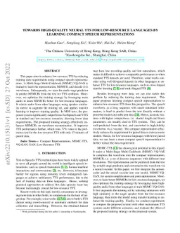 Towards High-Quality Neural TTS for Low-Resource Languages by Learning
  Compact Speech Representations
