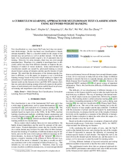 A Curriculum Learning Approach for Multi-domain Text Classification
  Using Keyword weight Ranking