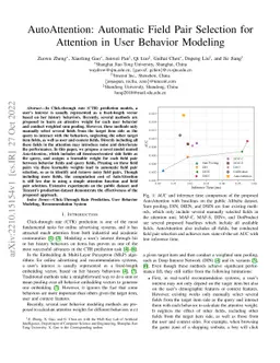 AutoAttention: Automatic Field Pair Selection for Attention in User
  Behavior Modeling
