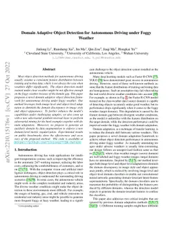 Domain Adaptive Object Detection for Autonomous Driving under Foggy
  Weather
