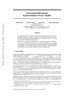 Anonymized Histograms in Intermediate Privacy Models