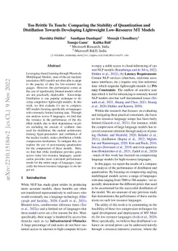 Too Brittle To Touch: Comparing the Stability of Quantization and
  Distillation Towards Developing Lightweight Low-Resource MT Models