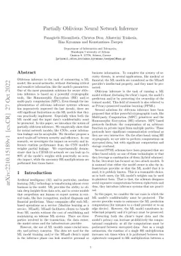 Partially Oblivious Neural Network Inference