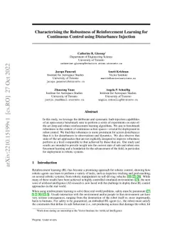 Characterising the Robustness of Reinforcement Learning for Continuous
  Control using Disturbance Injection
