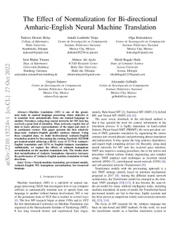 The Effect of Normalization for Bi-directional Amharic-English Neural
  Machine Translation