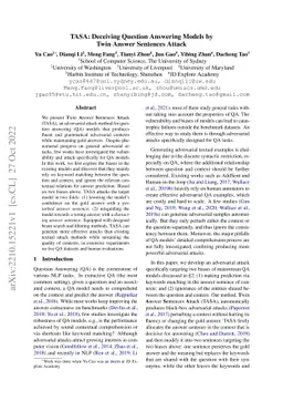 TASA: Deceiving Question Answering Models by Twin Answer Sentences
  Attack