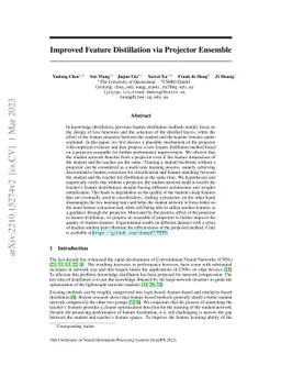 Improved Feature Distillation via Projector Ensemble