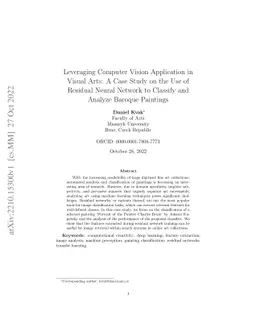 Leveraging Computer Vision Application in Visual Arts: A Case Study on
  the Use of Residual Neural Network to Classify and Analyze Baroque Paintings