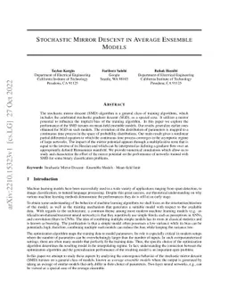Stochastic Mirror Descent in Average Ensemble Models