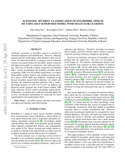 Automatic Severity Classification of Dysarthric speech by using
  Self-supervised Model with Multi-task Learning