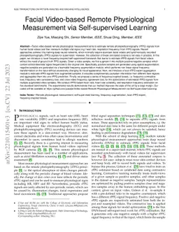 Facial Video-based Remote Physiological Measurement via Self-supervised
  Learning