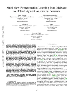 Multi-view Representation Learning from Malware to Defend Against
  Adversarial Variants