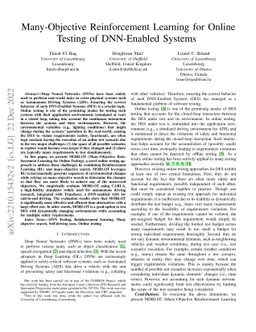 Many-Objective Reinforcement Learning for Online Testing of DNN-Enabled
  Systems
