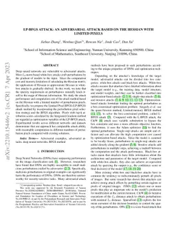 LP-BFGS attack: An adversarial attack based on the Hessian with limited
  pixels