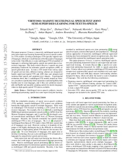 Virtuoso: Massive Multilingual Speech-Text Joint Semi-Supervised
  Learning for Text-To-Speech