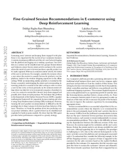 Fine-Grained Session Recommendations in E-commerce using Deep
  Reinforcement Learning