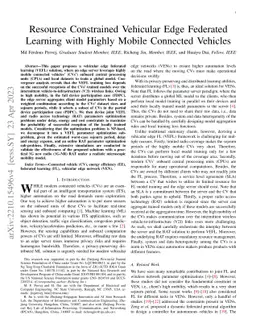 Resource Constrained Vehicular Edge Federated Learning with Highly
  Mobile Connected Vehicles