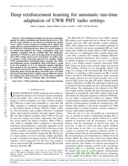 Deep reinforcement learning for automatic run-time adaptation of UWB PHY
  radio settings