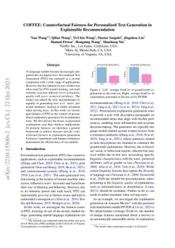 COFFEE: Counterfactual Fairness for Personalized Text Generation in
  Explainable Recommendation
