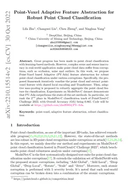 Point-Voxel Adaptive Feature Abstraction for Robust Point Cloud
  Classification