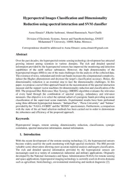 Hyperspectral Images Classification and Dimensionality Reduction using
  spectral interaction and SVM classifier