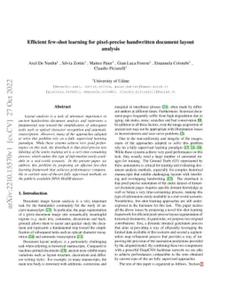 Efficient few-shot learning for pixel-precise handwritten document
  layout analysis
