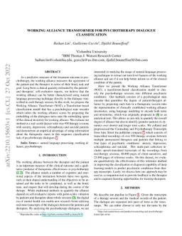 Working Alliance Transformer for Psychotherapy Dialogue Classification