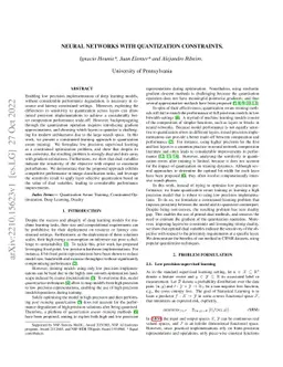 Neural Networks with Quantization Constraints