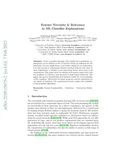 Feature Necessity & Relevancy in ML Classifier Explanations