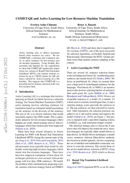 COMET-QE and Active Learning for Low-Resource Machine Translation
