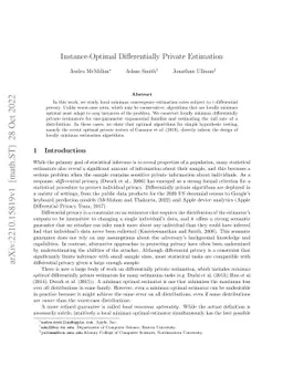 Instance-Optimal Differentially Private Estimation