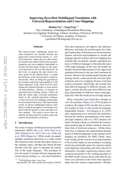 Improving Zero-Shot Multilingual Translation with Universal
  Representations and Cross-Mappings