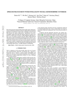 Speech Enhancement with Intelligent Neural Homomorphic Synthesis