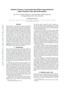 Random Utterance Concatenation Based Data Augmentation for Improving
  Short-video Speech Recognition