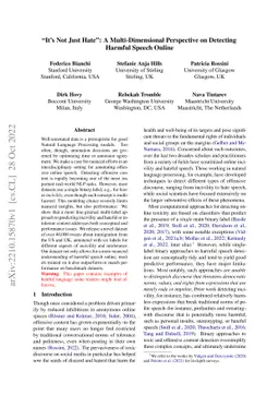 "It's Not Just Hate'': A Multi-Dimensional Perspective on Detecting
  Harmful Speech Online