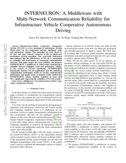 INTERNEURON: A Middleware with Multi-Network Communication Reliability
  for Infrastructure Vehicle Cooperative Autonomous Driving